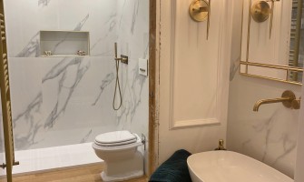 Realizzazione bagno - Diamante Calacatta 60x120 Realizzazione bagno - Diamante Calacatta 60x120